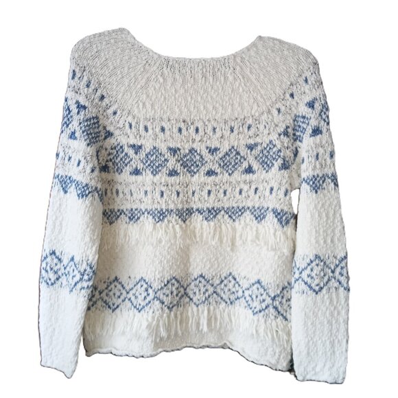 Joie Fringe Trim Boucle Crewneck Cotton Sweater sz S - Picture 4 of 9